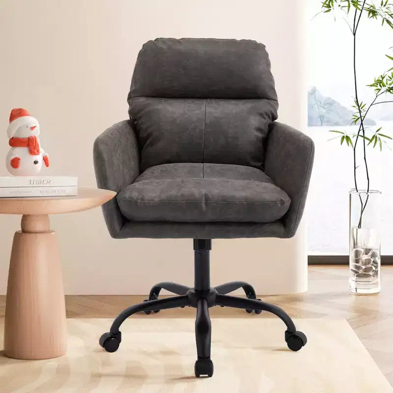 Sedia da ufficio in pelle PU Premium con regolazione dell'altezza - Adatta per ufficio, camera da letto, toeletta e altri ambienti interni