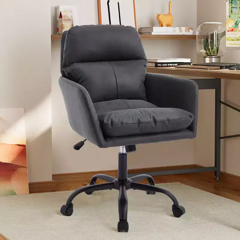 Sedia da ufficio in pelle PU Premium con regolazione dell'altezza - Adatta per ufficio, camera da letto, toeletta e altri ambienti interni
