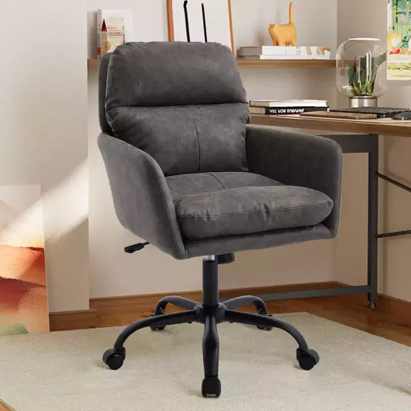 Sedia da ufficio in pelle PU Premium con regolazione dell'altezza - Adatta per ufficio, camera da letto, toeletta e altri ambienti interni