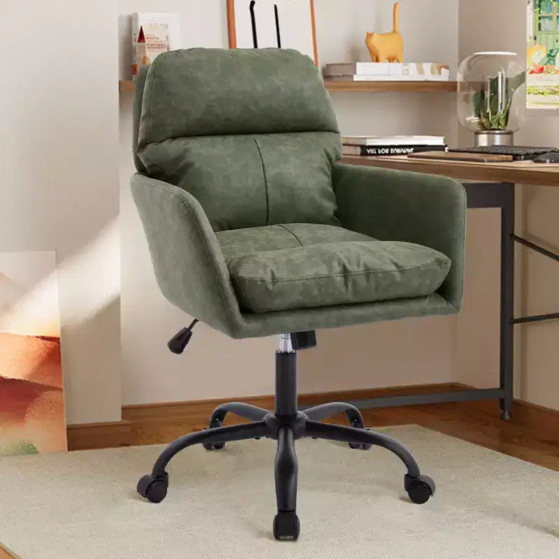 Sedia da ufficio in pelle PU Premium con regolazione dell'altezza - Adatta per ufficio, camera da letto, toeletta e altri ambienti interni