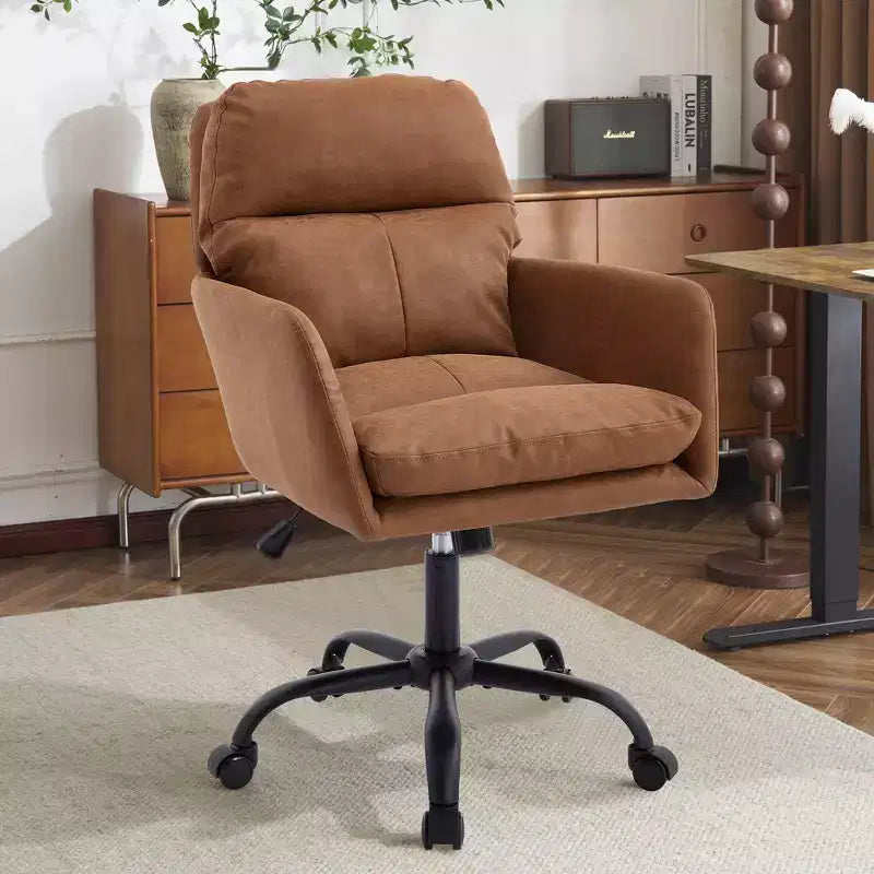 Sedia da ufficio in pelle PU Premium con regolazione dell'altezza - Adatta per ufficio, camera da letto, toeletta e altri ambienti interni