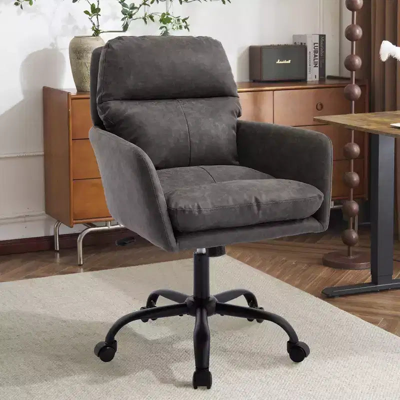 Sedia da ufficio in pelle PU Premium con regolazione dell'altezza - Adatta per ufficio, camera da letto, toeletta e altri ambienti interni