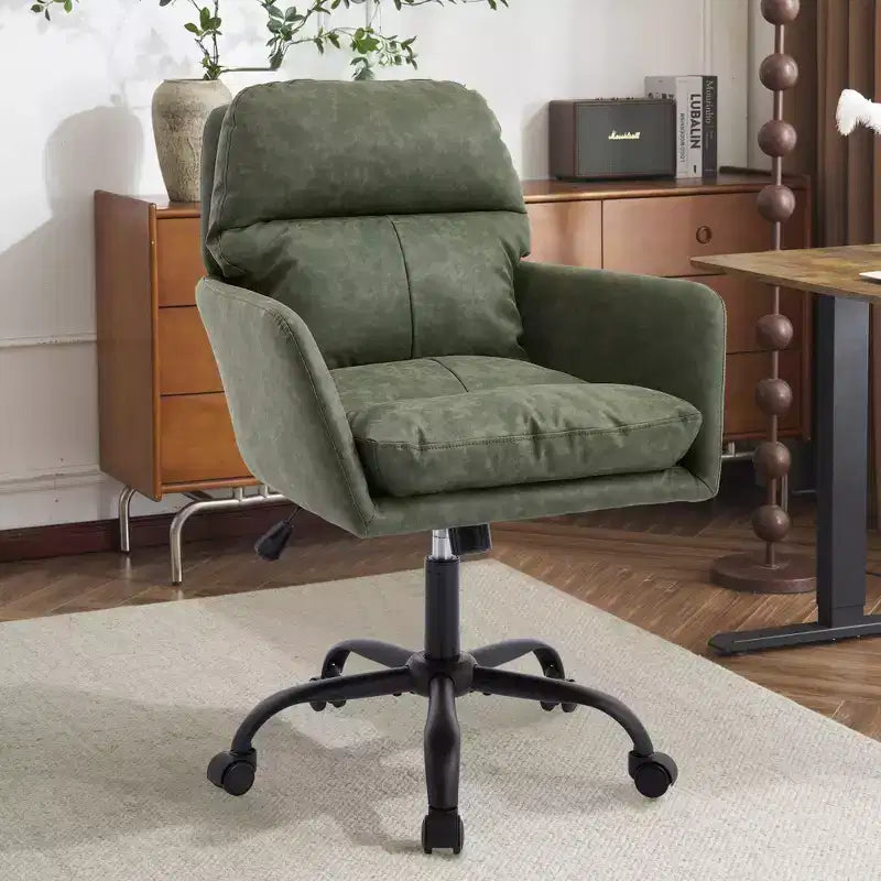 Sedia da ufficio in pelle PU Premium con regolazione dell'altezza - Adatta per ufficio, camera da letto, toeletta e altri ambienti interni