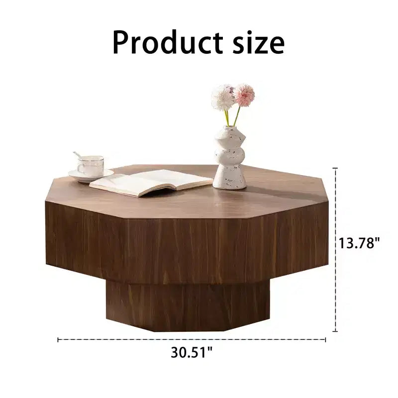 Tavolino da salotto ottagonale in noce con design vintage