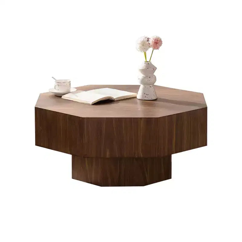 Tavolino da salotto ottagonale in noce con design vintage