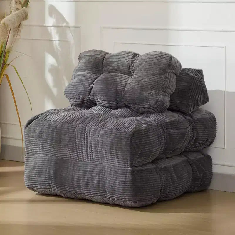 Divano letto convertibile multifunzionale 3 in 1 - Tessuto in velluto a coste trapuntato con bottoni, passo 10 mm, divano letto pieghevole con cuscini, materasso confortevole