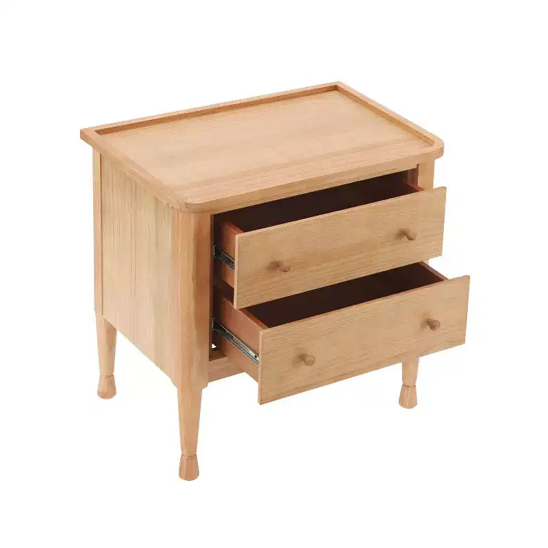 Comodino moderno in legno con 2 cassetti e vassoio superiore