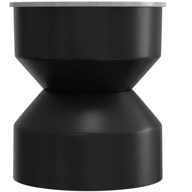 Tavolino Moderno da Divano in Metallo Nero/Bianco con Piano in Vero Marmo Largo Pollici, Assemblato