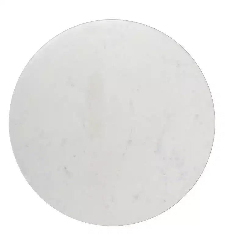 Tavolino Moderno da Divano in Metallo Nero/Bianco con Piano in Vero Marmo Largo Pollici, Assemblato
