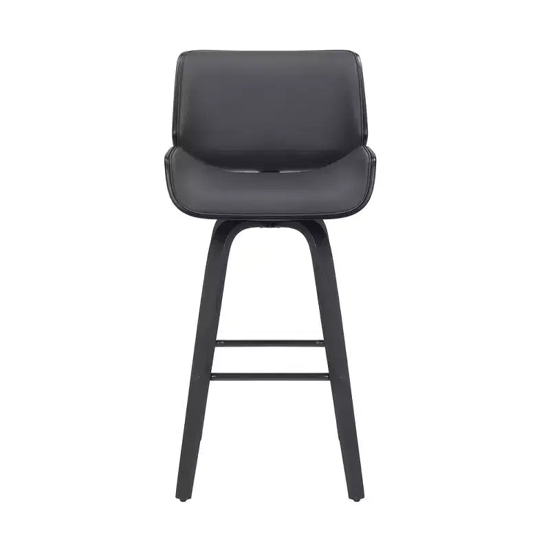 HomeRoots 26 Gray And Black Faux Leather And Iron Swivel Counter Height Bar Chair