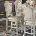 Sedia da pranzo 20" finitura Perla Antica - : Elegante rivestimento in pelle, borchie decorative, struttura in legno