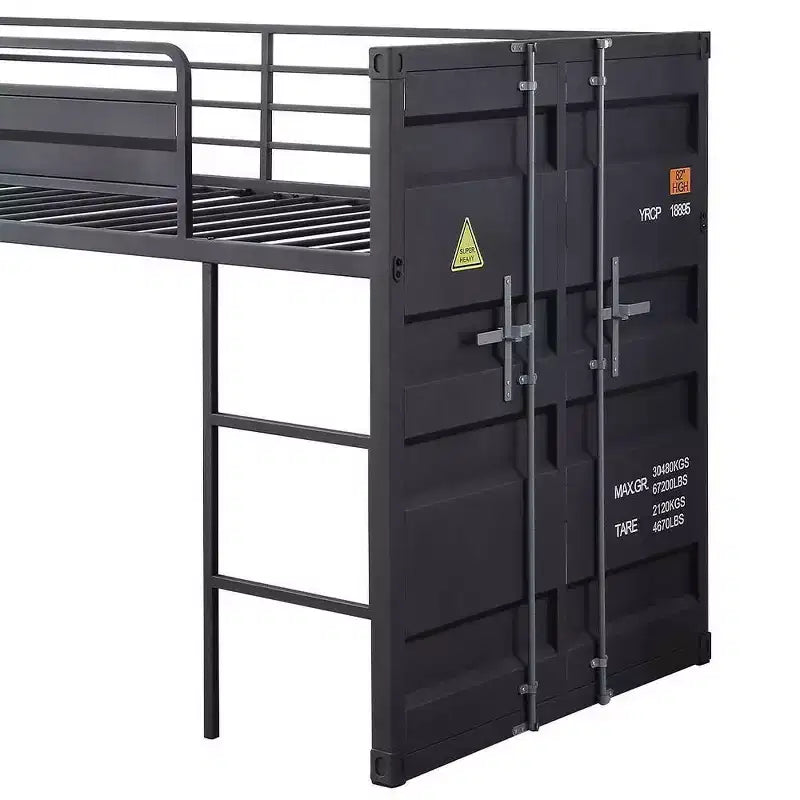 Letto a soppalco singolo da 80" con scivolo e scaletta, struttura in metallo - : Nessuna molla richiesta