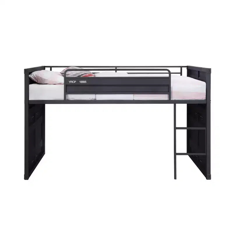 Letto a soppalco singolo da 80" con scivolo e scaletta, struttura in metallo - : Nessuna molla richiesta