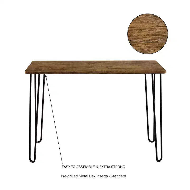 Scrivania con Gambe a Forcina - Arredamento per la Casa in Stile Industriale Moderno - Effetto Venature del Legno e Dettagli in Acciaio