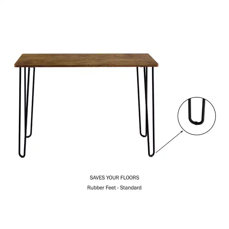 Scrivania con Gambe a Forcina - Arredamento per la Casa in Stile Industriale Moderno - Effetto Venature del Legno e Dettagli in Acciaio