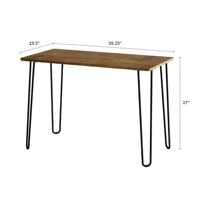 Scrivania con Gambe a Forcina - Arredamento per la Casa in Stile Industriale Moderno - Effetto Venature del Legno e Dettagli in Acciaio