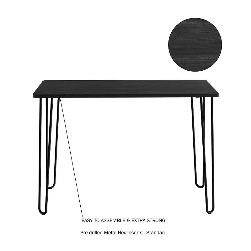 Scrivania con Gambe a Forcina - Arredamento per la Casa in Stile Industriale Moderno - Effetto Venature del Legno e Dettagli in Acciaio