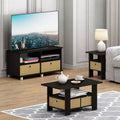 Furinno Modern Display Coffee Table with Storage Bin Drawer Accent Table for Living Room&Kitchen,Espresso/Brown