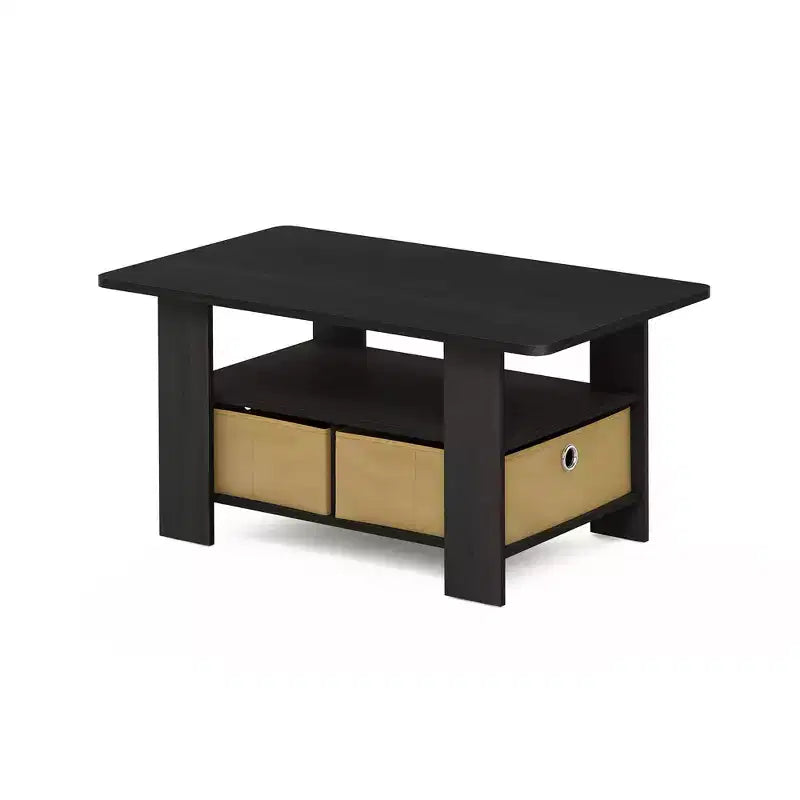 Tavolino moderno con vano portaoggetti a cassetto, tavolo d'appoggio per soggiorno e cucina, espresso/marrone
