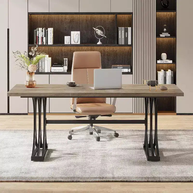Tavolo da conferenza da 1,5 m per 4-6 persone, tavolo da riunione moderno con piano in finto marmo, tavolo da seminario aziendale per l'home office