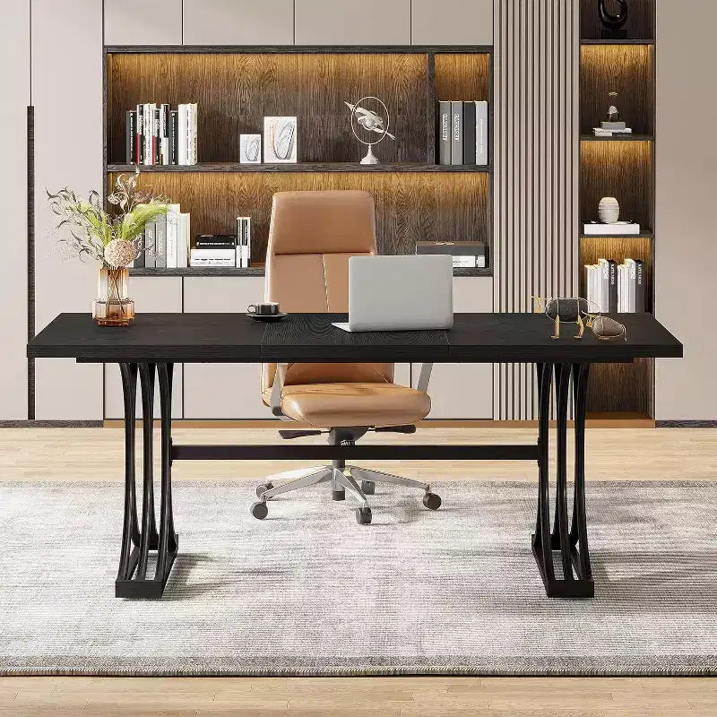 Tavolo da conferenza da 1,5 m per 4-6 persone, tavolo da riunione moderno con piano in finto marmo, tavolo da seminario aziendale per l'home office