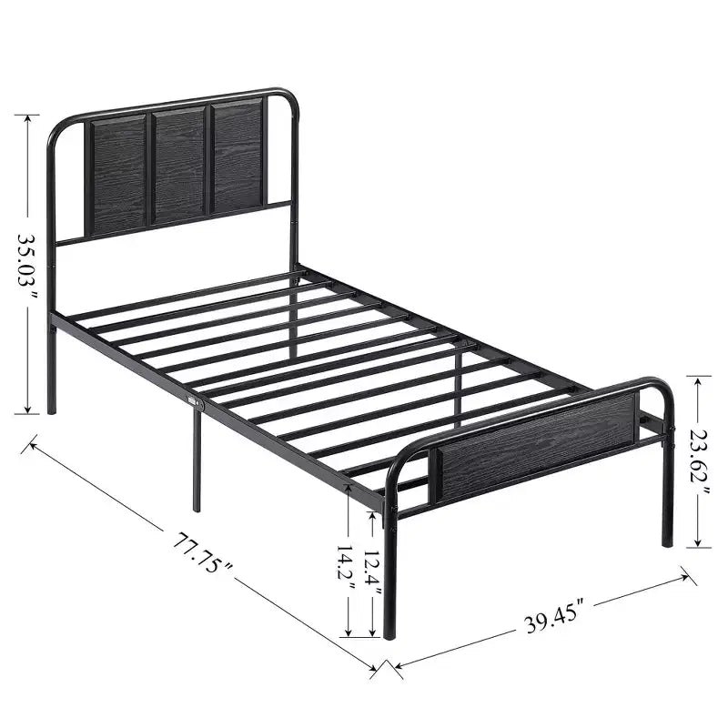 Struttura letto con testiera in legno industriale