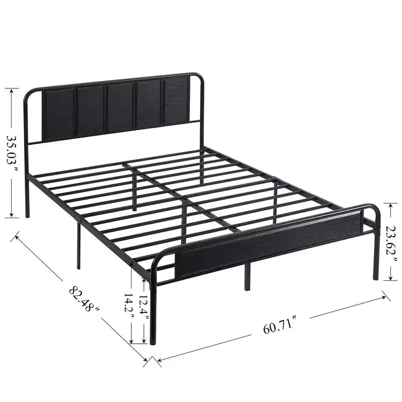 Struttura letto con testiera in legno industriale