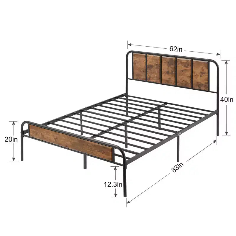 Struttura letto con testiera in legno industriale