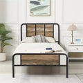 Struttura letto con testiera in legno industriale