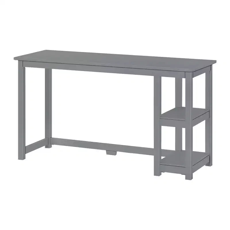 Scrivania in Legno Massello con Scaffali per Computer, Gaming, Studio, Scrivania per Ufficio Domestico, 55