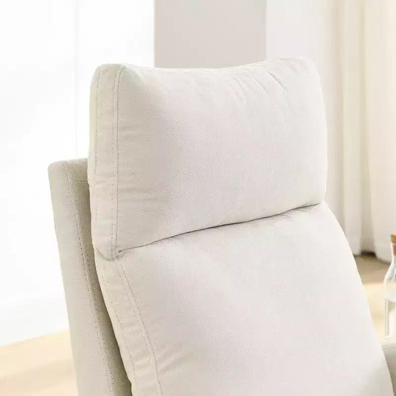 Moderna sedia a dondolo per la cameretta, poltrona a dondolo imbottita con tasca laterale, poltrona con accento in tessuto Teddy, comoda poltrona da lettura per soggiorno e camera da letto